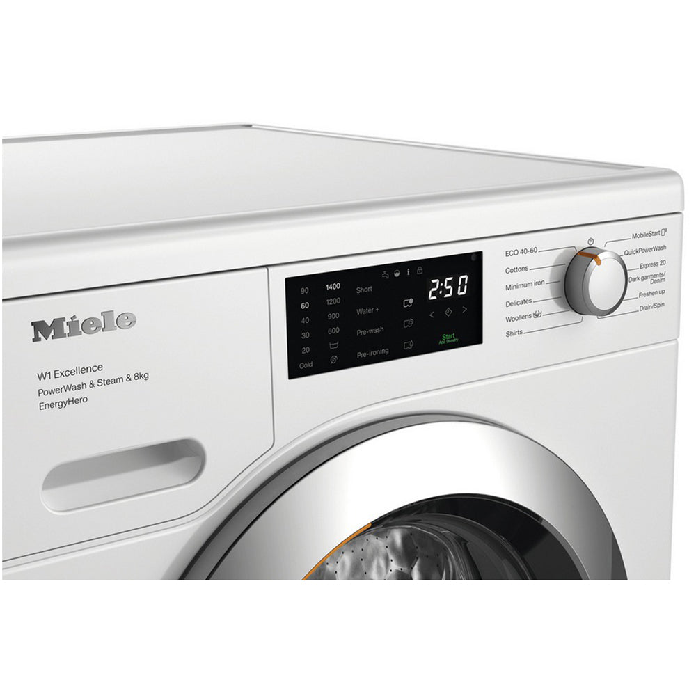 Miele WEE385 WCS 8kg 1400 Spin Power Wash & Steam Washing Machine Lotus White - View 4