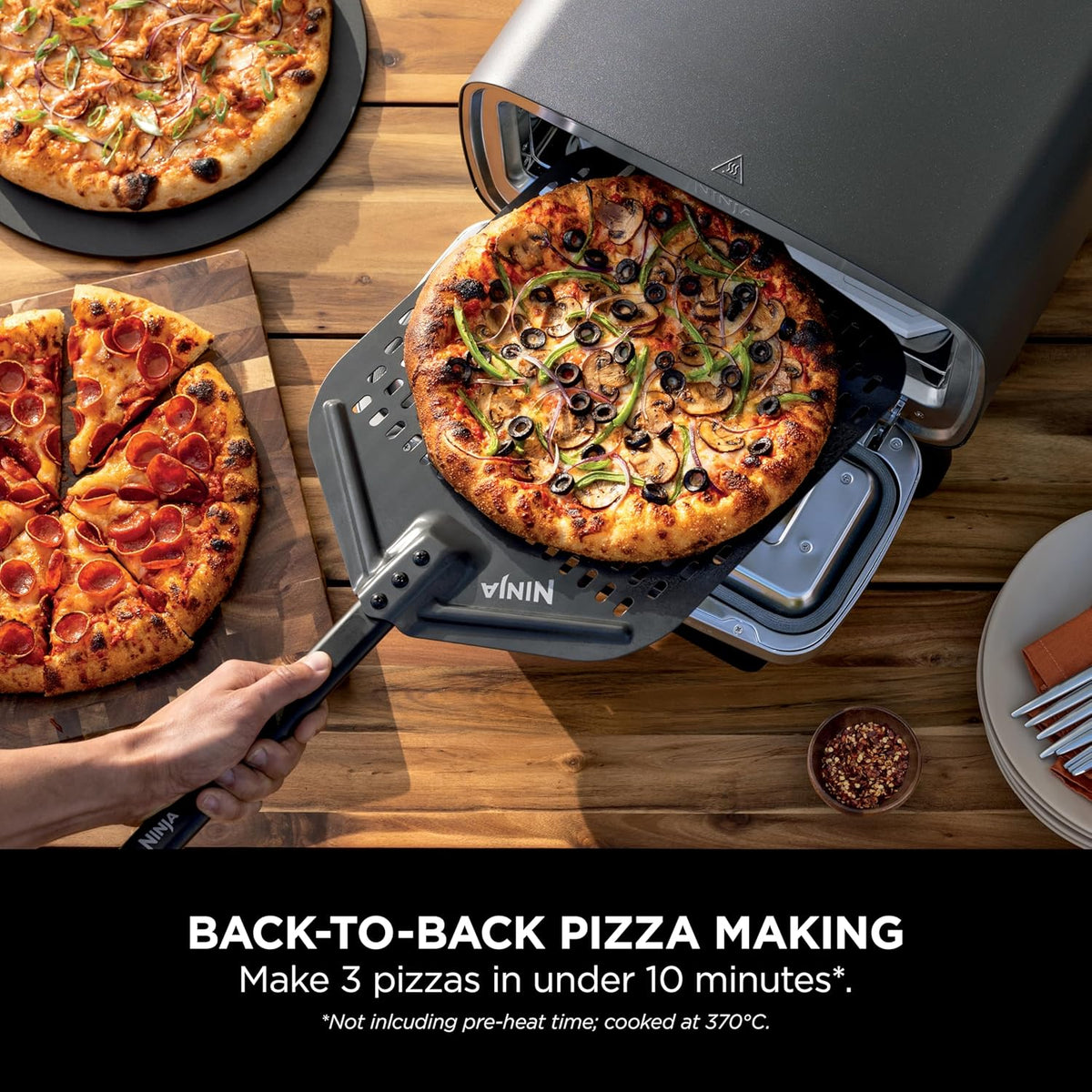 Ninja Artisan MO201UK Electric Outdoor Pizza Oven and Air Fryer - Grey - View 11