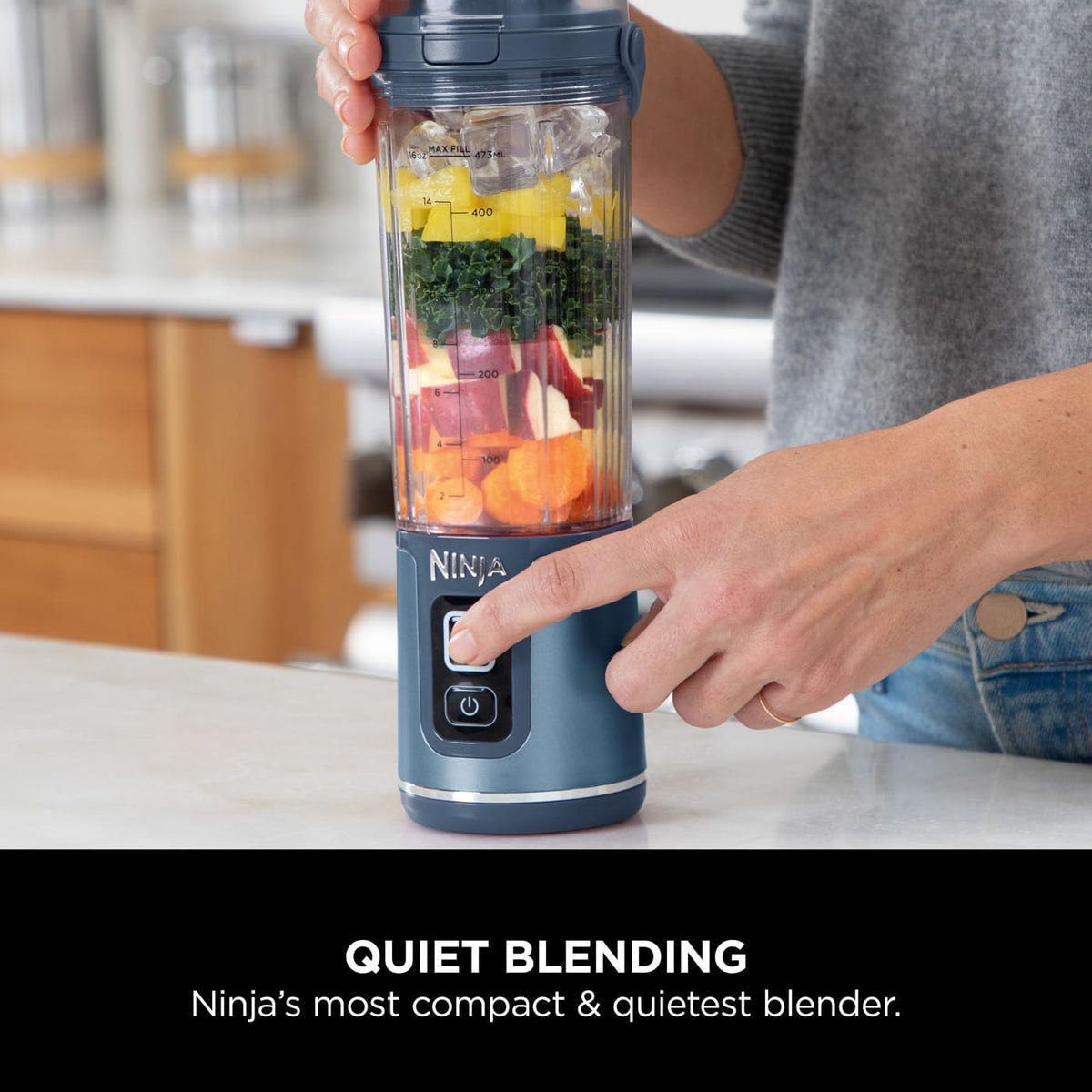 Ninja Blast Cordless Portable Blender Denim Blue BC151UKNV - View 4