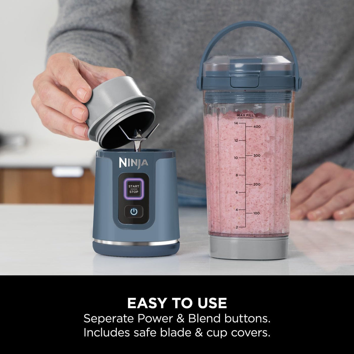 Ninja Blast Cordless Portable Blender Denim Blue BC151UKNV - View 7