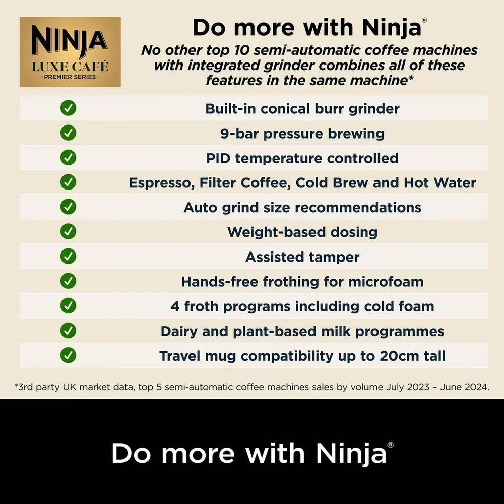 Ninja ES601UKBK Luxe Cafe Premier Espresso Coffee Machine - Black - View 8