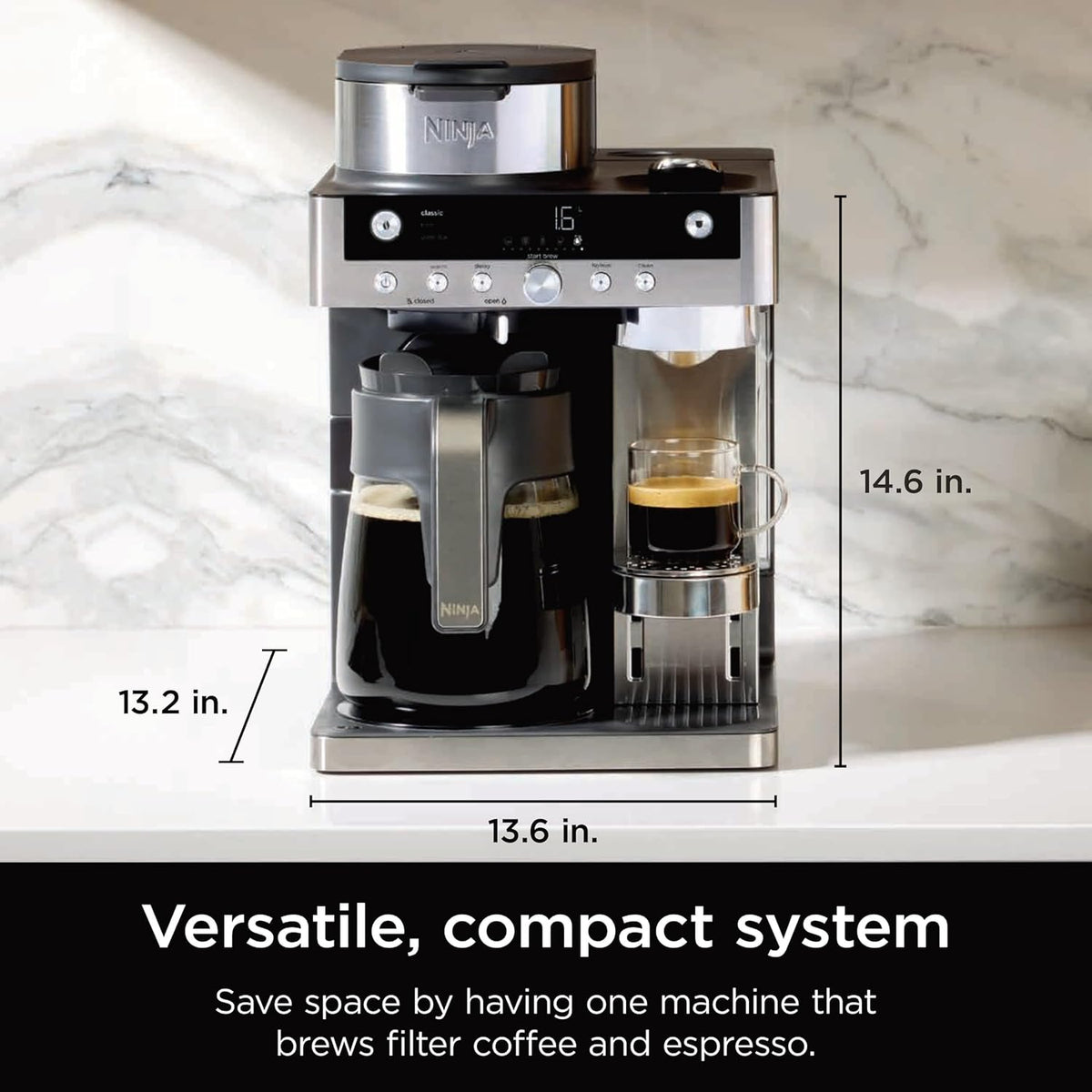 Ninja Prestige Dualbrew System CFN802UK Pod and Filter Coffee Machine - Black - View 2