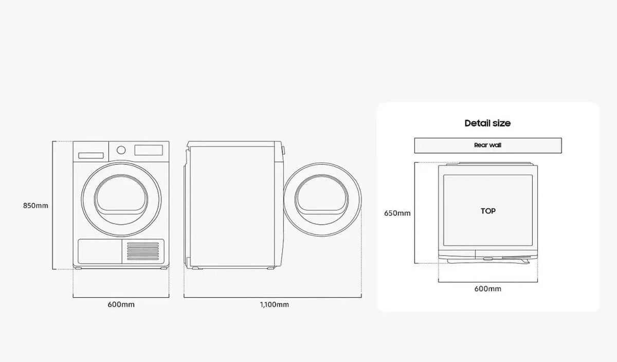 Samsung Series 5 DV90CGC0A0ABEU with OptimalDry 9 kg Heat Pump Tumble Dryer Black - View 10