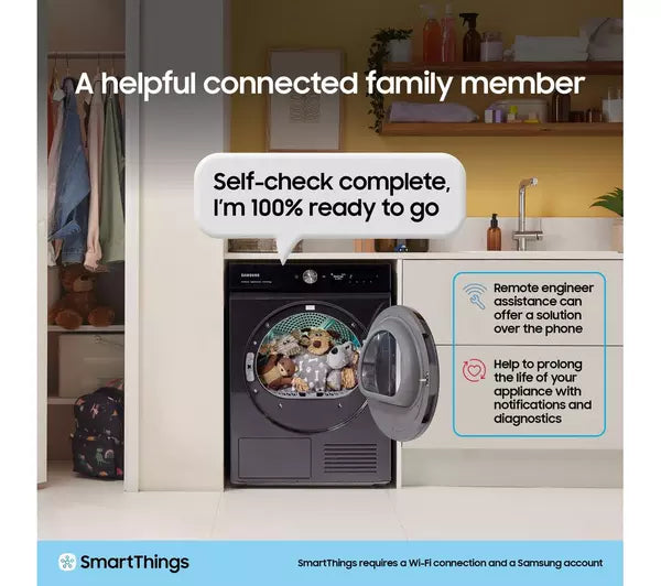 Samsung Series 5 DV90CGC0A0AEEU with OptimalDry 9 kg Heat Pump Tumble Dryer White - View 4