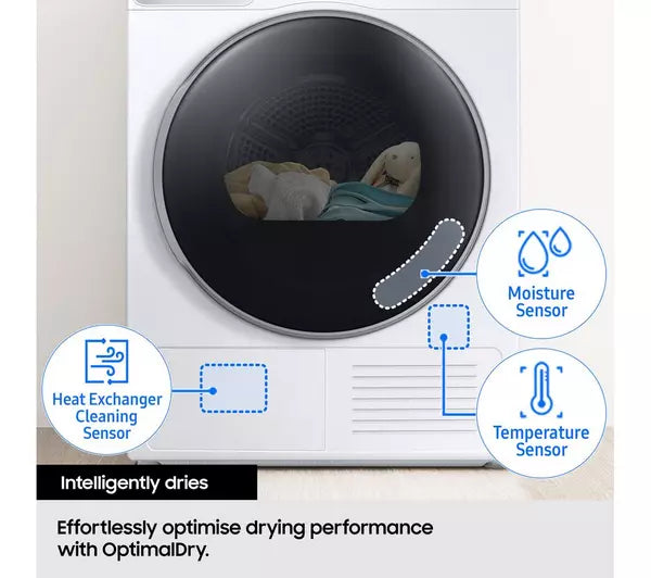 Samsung Series 5 DV90CGC0A0AEEU with OptimalDry 9 kg Heat Pump Tumble Dryer White - View 6