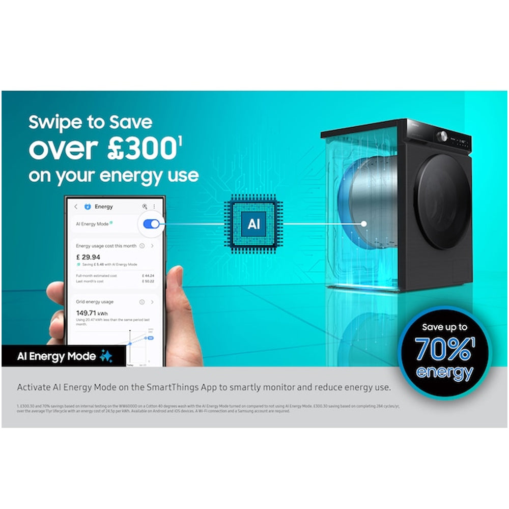 Samsung Series 8 WW11DB8B95GHU1 Bespoke AI Energy 11kg 1400 Spin Smart Washing Machine White - View 12