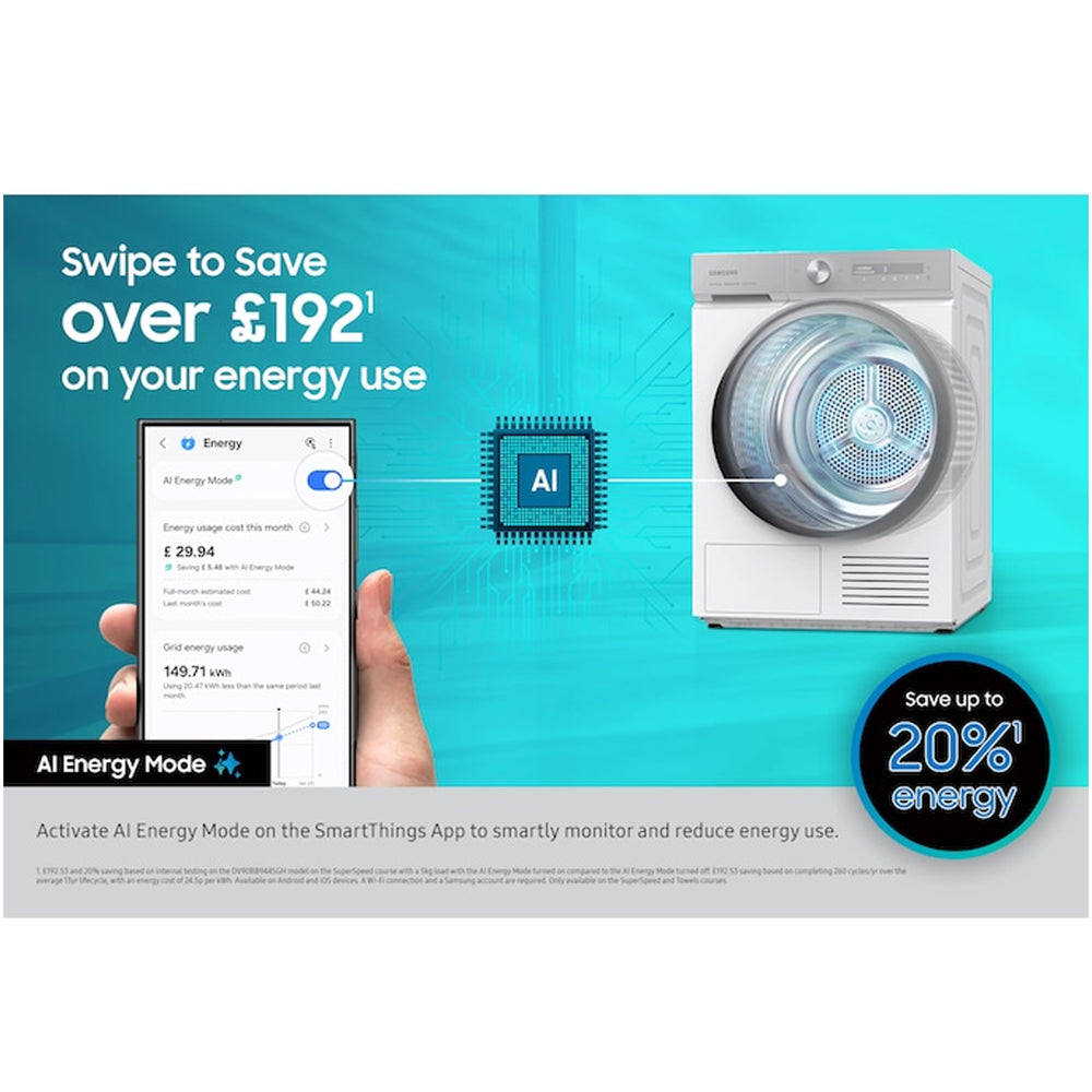 Samsung Series 9 DV90F09F4SU1 with AI Home 9kg Heat Pump Tumble Dryer Dark Steel - View 5