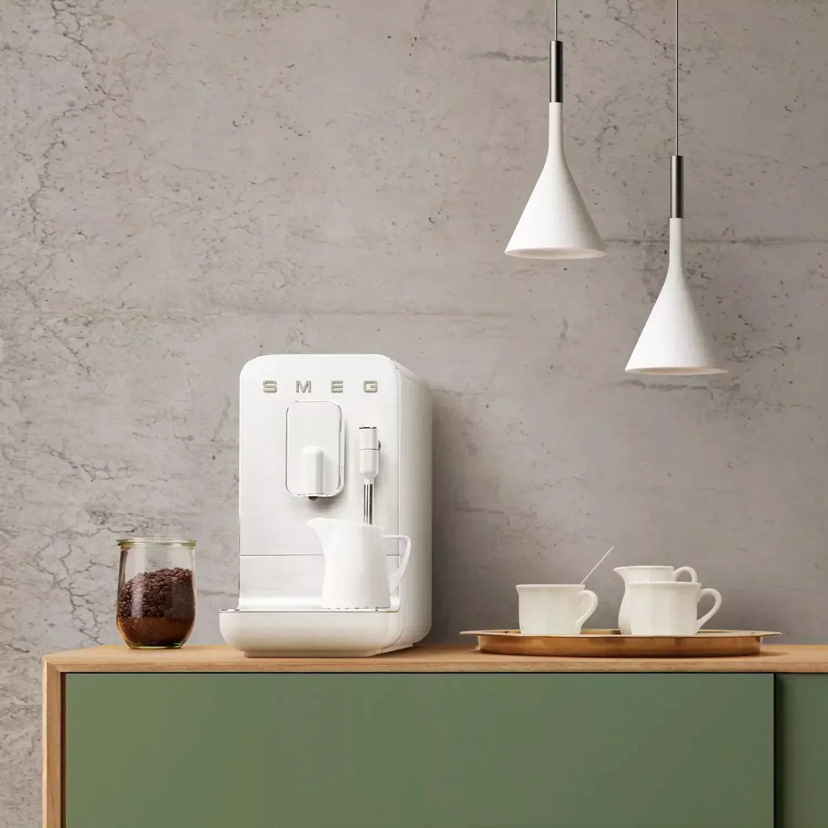 Smeg BCC12WHMUK Retro Bean to Cup Espresso Coffee Machine Matt White - View 9