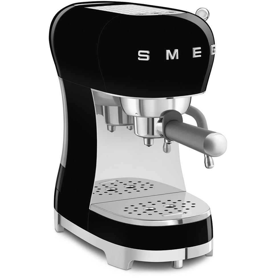 Smeg ECF02BLUK 50s Retro Style Espresso Coffee Machine with Steam Wand Black - View 3