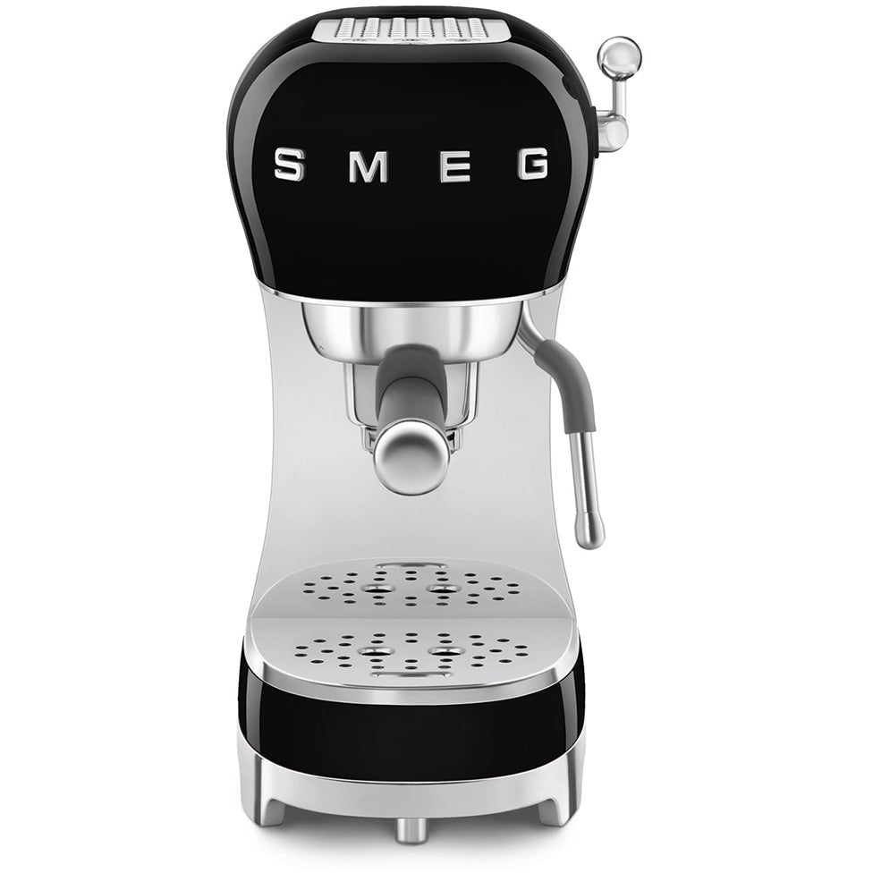 Smeg ECF02BLUK 50s Retro Style Espresso Coffee Machine with Steam Wand Black - View 4