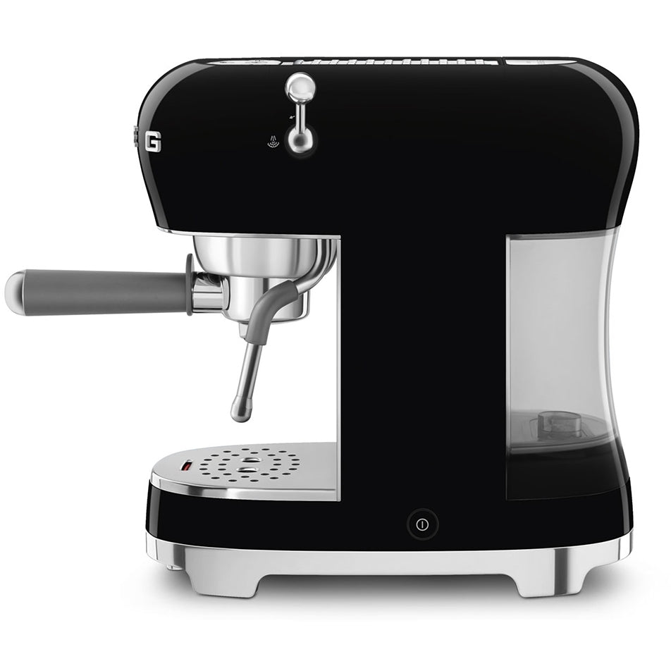 Smeg ECF02BLUK 50s Retro Style Espresso Coffee Machine with Steam Wand Black - View 5