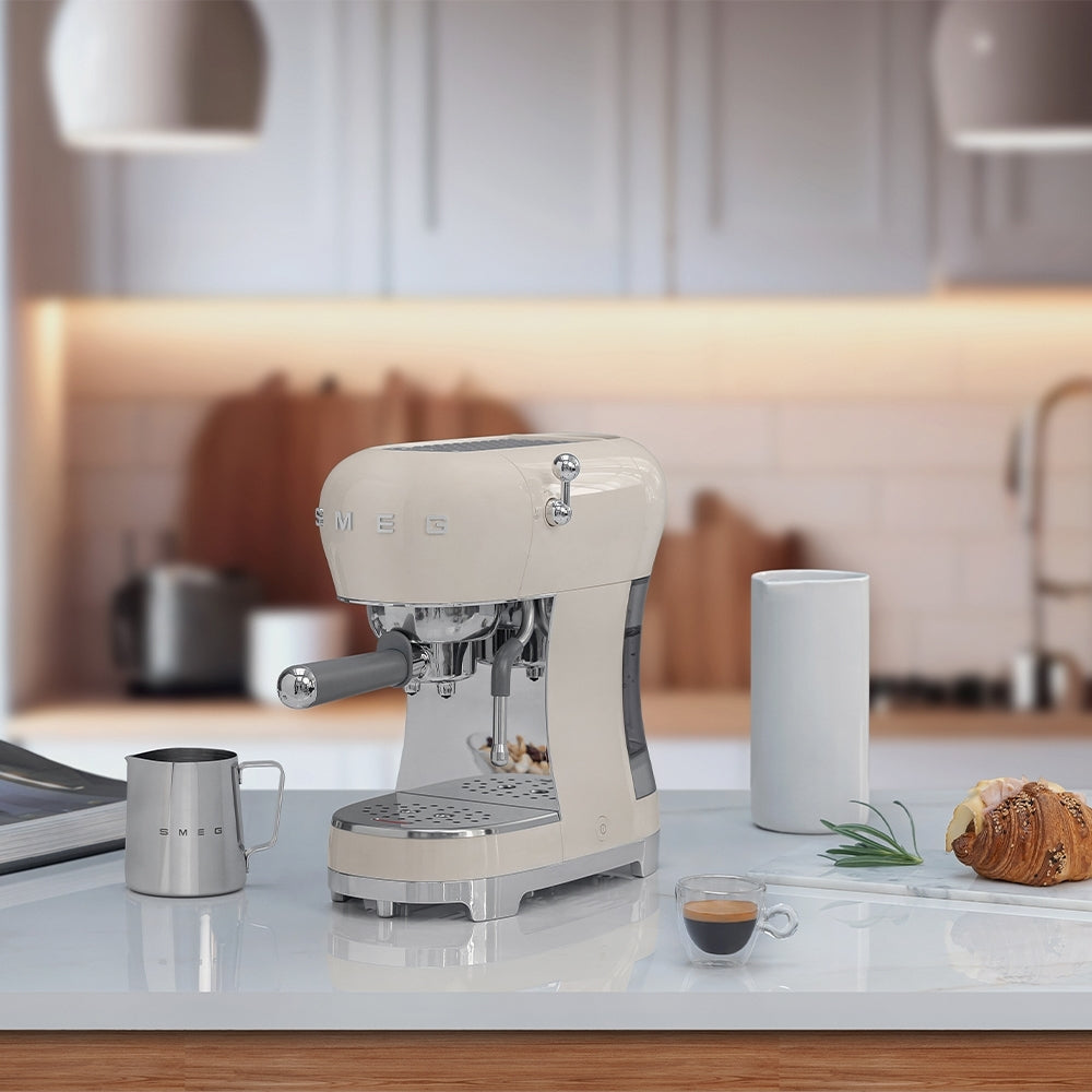 Smeg ECF02CRUK 50s Retro Style Espresso Coffee Machine with Steam Wand Cream - View 6