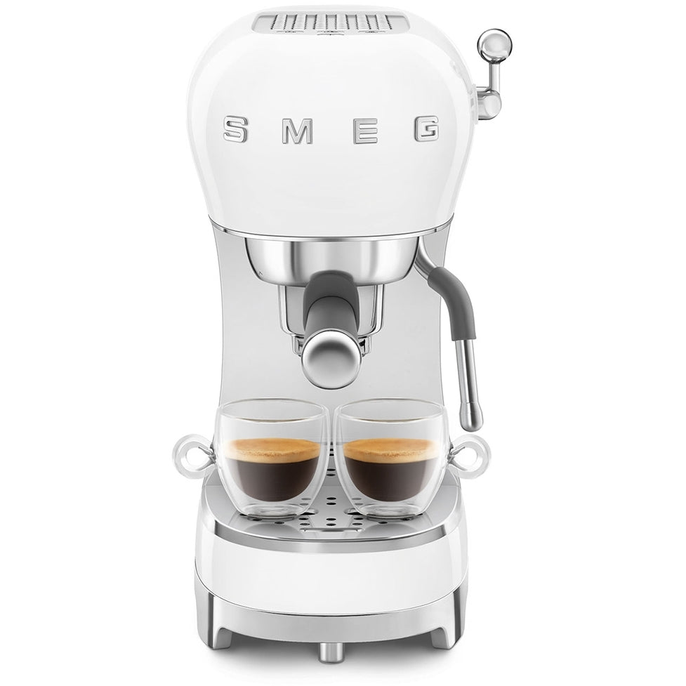 Smeg ECF02WHUK 50s Retro Style Espresso Coffee Machine with Steam Wand White - View 2