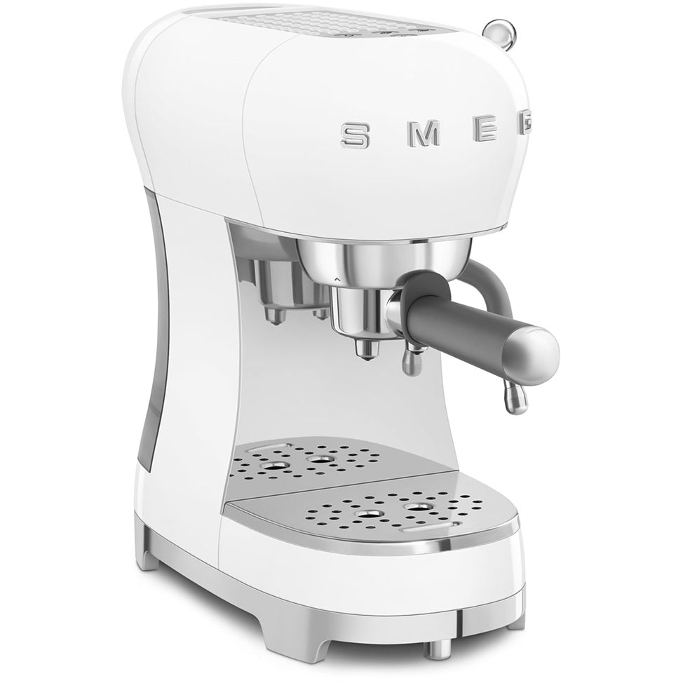 Smeg ECF02WHUK 50s Retro Style Espresso Coffee Machine with Steam Wand White - View 3