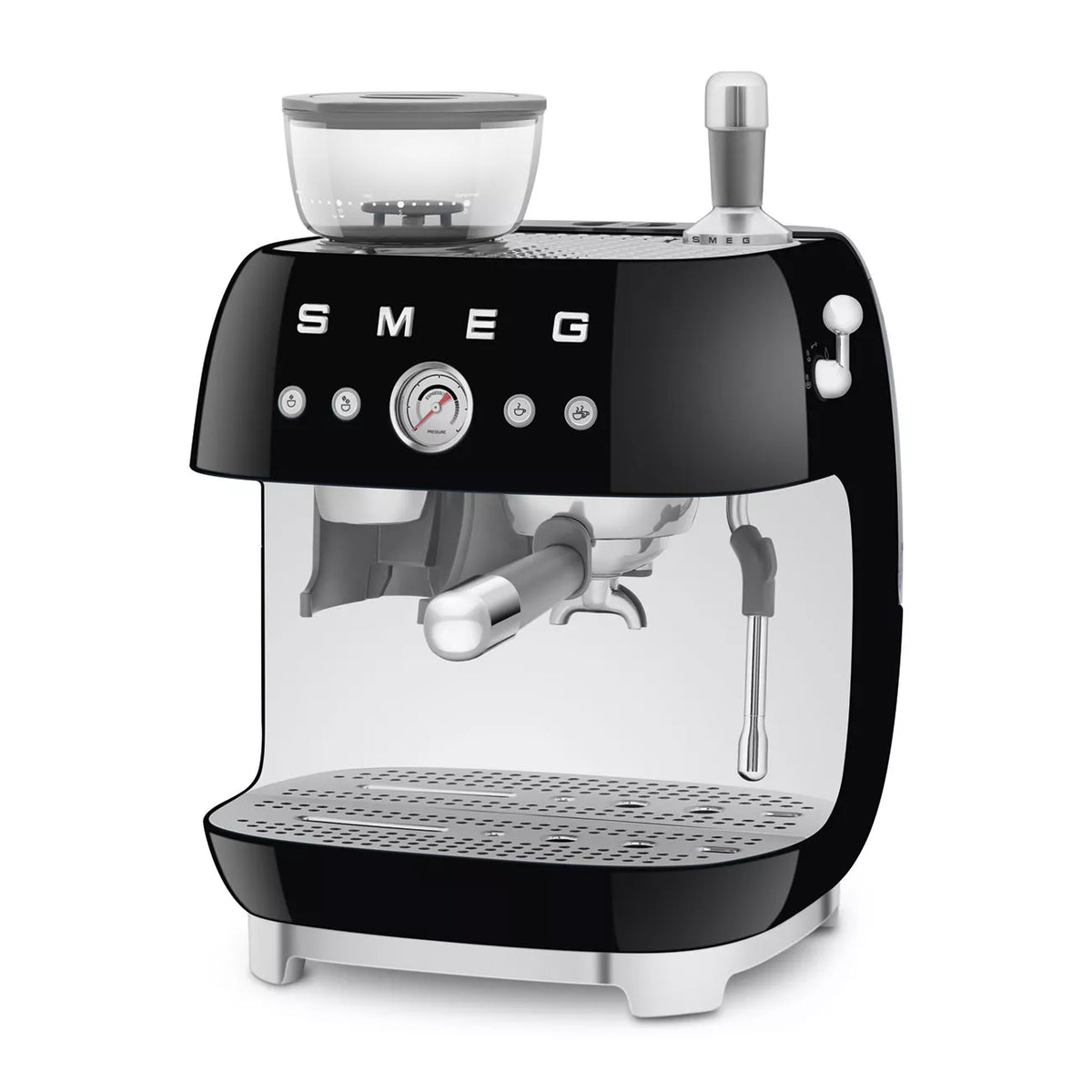 Smeg EGF03BLUK Retro Espresso Coffee Machine with Grinder in Black - View 2