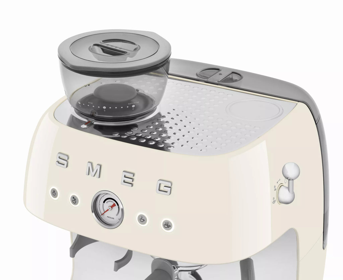 Smeg EGF03CRUK Retro Espresso Coffee Machine with Grinder in Cream - View 5