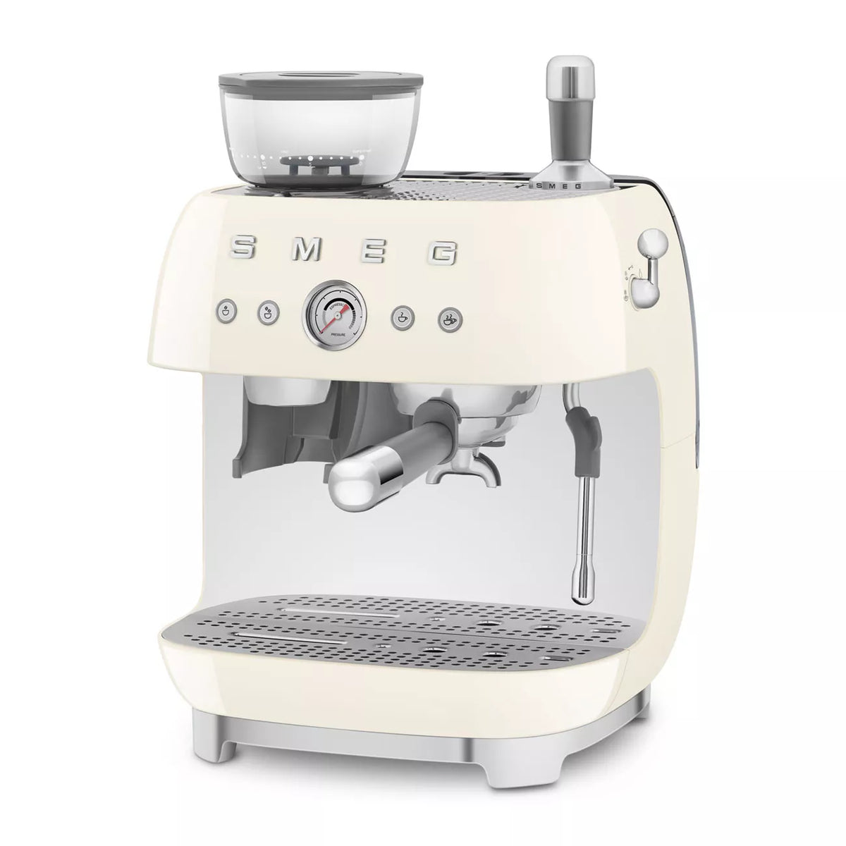 Smeg EGF03CRUK Retro Espresso Coffee Machine with Grinder in Cream - View 2