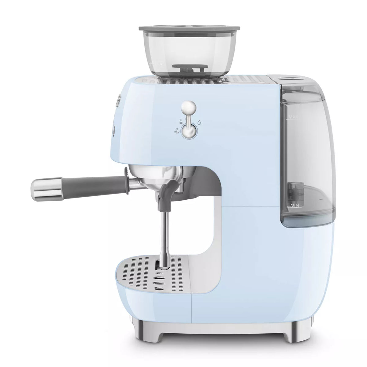 Smeg EGF03PBUK Retro Espresso Coffee Machine with Grinder in Pastel Blue - View 3
