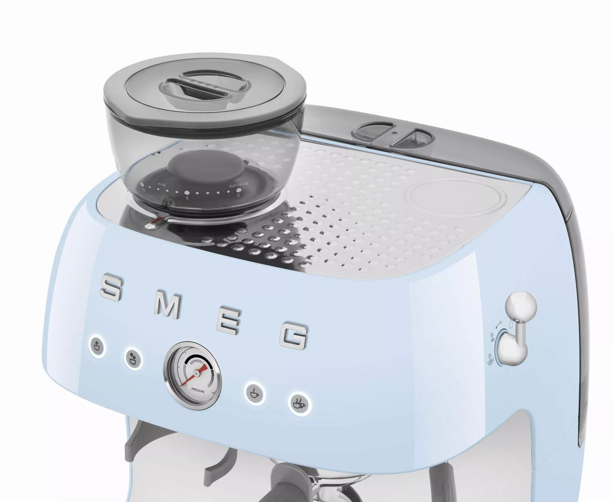 Smeg EGF03PBUK Retro Espresso Coffee Machine with Grinder in Pastel Blue - View 5