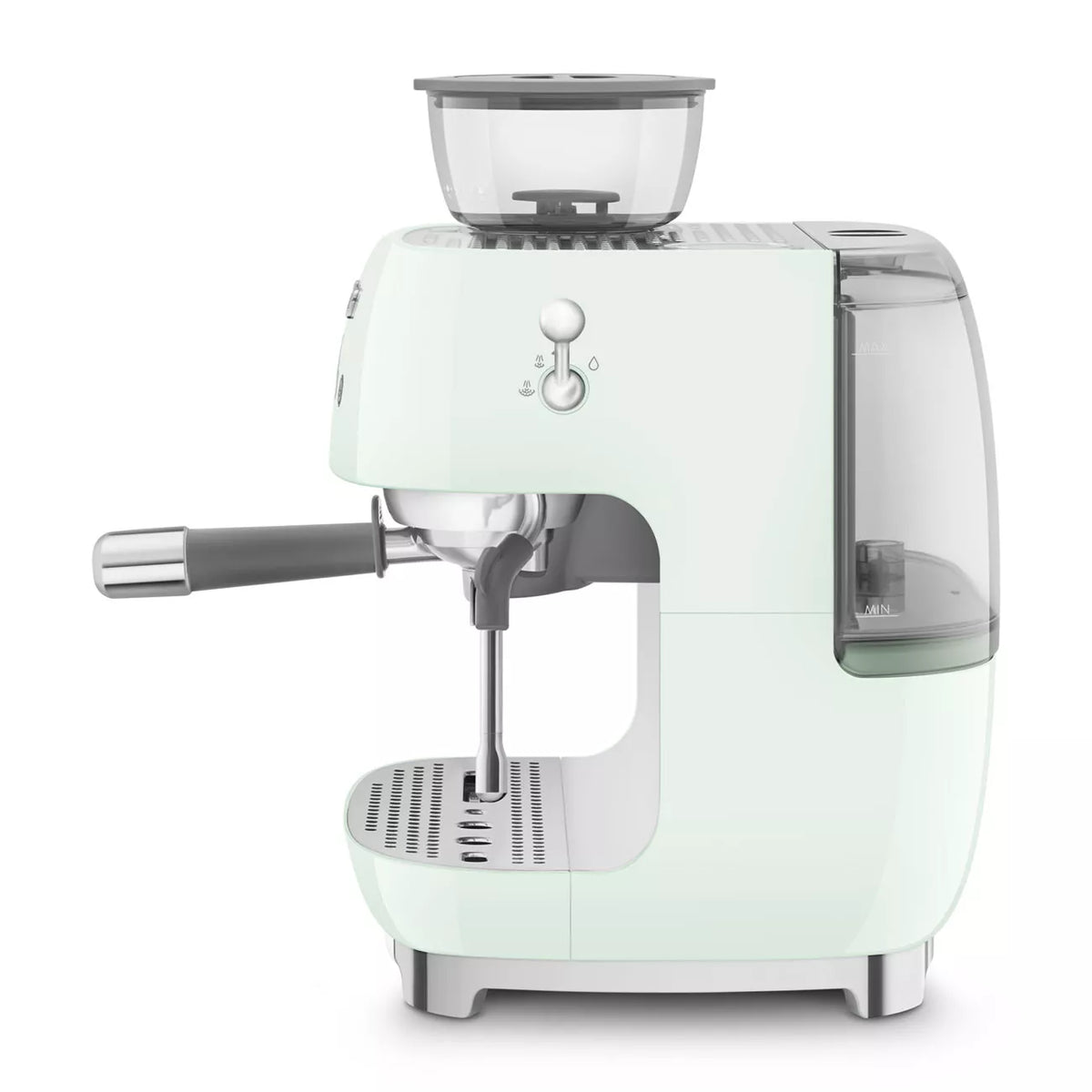 Smeg EGF03PGUK Retro Espresso Coffee Machine with Grinder in Pastel Green - View 3