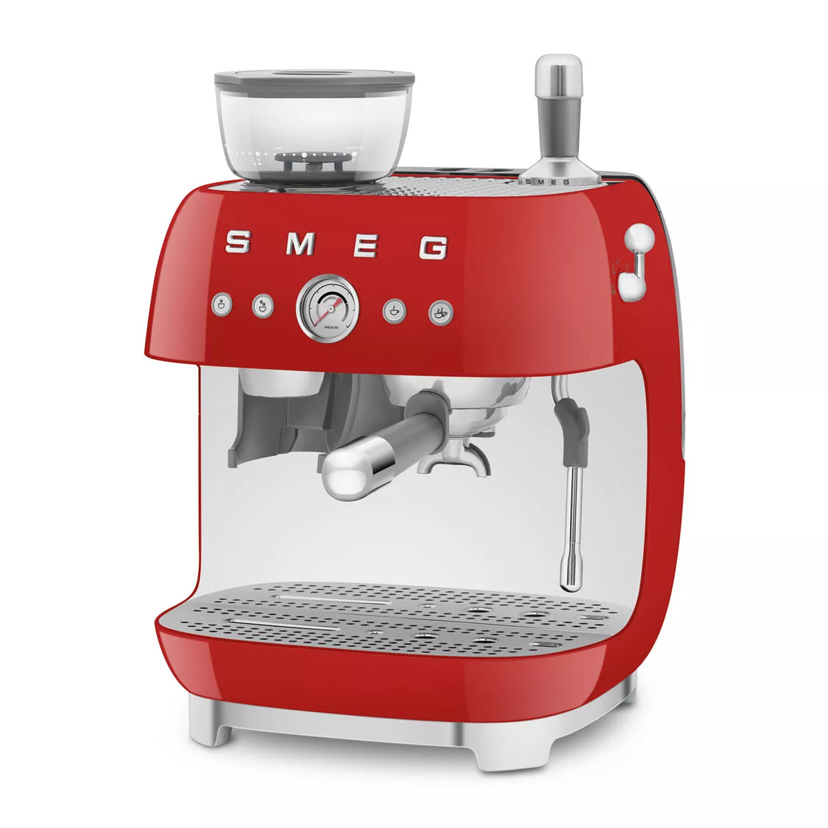 Smeg EGF03RDUK Retro Espresso Coffee Machine with Grinder in Red - View 2