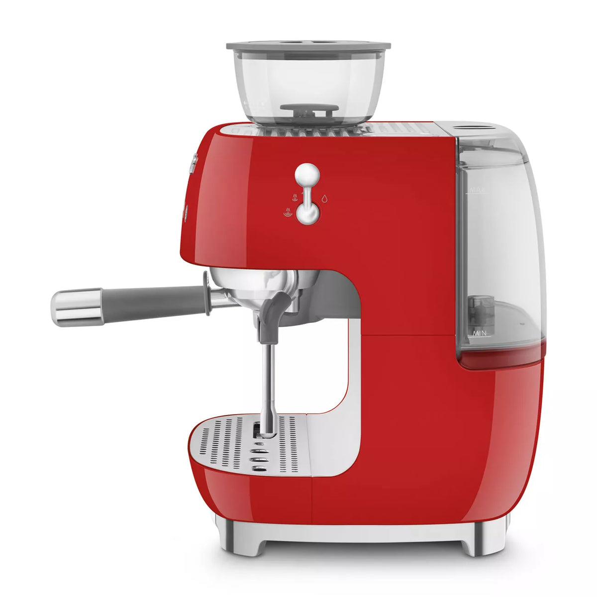 Smeg EGF03RDUK Retro Espresso Coffee Machine with Grinder in Red - View 3