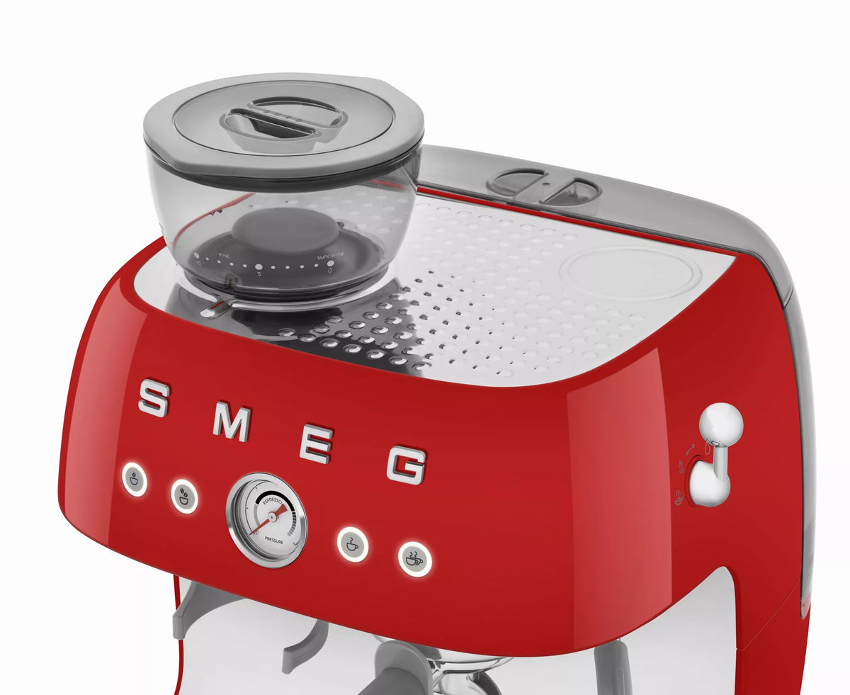 Smeg EGF03RDUK Retro Espresso Coffee Machine with Grinder in Red - View 5