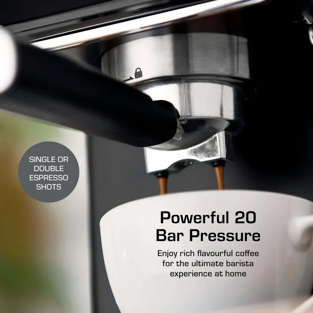 Swan SK22113BLK Espresso Digital Coffee Machine with Built-in Milk Frother - Black - View 3