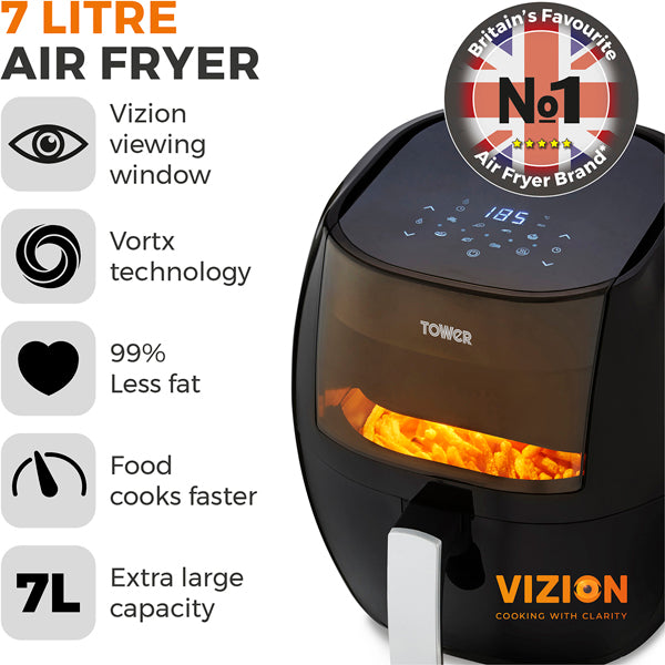 Tower T17072 Vortx Vizion 7 Litre Air Fryer With Digital Display - View 2