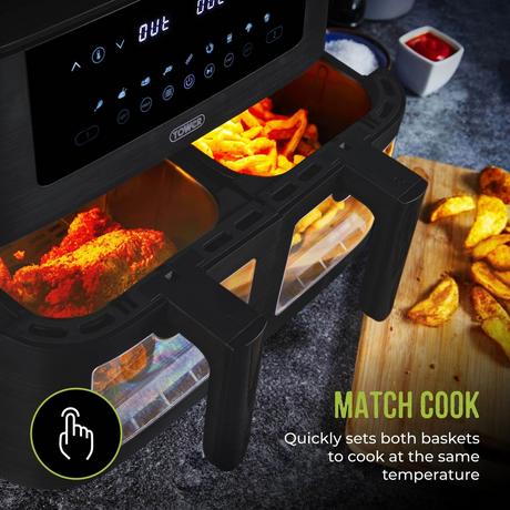 Tower T17151 Vortx Vizion 8L Digital Dual Basket Air Fryer Black - View 5