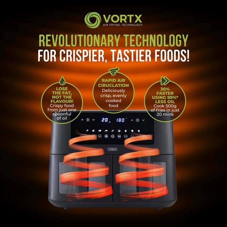 Tower T17151 Vortx Vizion 8L Digital Dual Basket Air Fryer Black - View 7